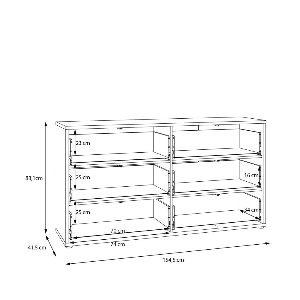 Alyson 6 Drawer Wide Chest with Push-to-Open Drawers in Sand