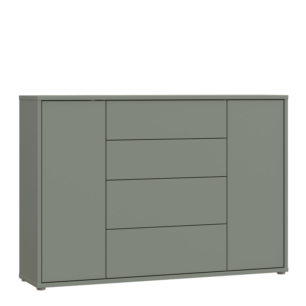 Alyson Wide Sideboard with 4 Drawers & 2 Doors with Push-to-Open in Sage Green