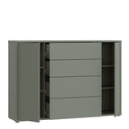 Alyson Wide Sideboard with 4 Drawers & 2 Doors with Push-to-Open in Sage Green