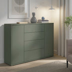 Alyson Wide Sideboard with 4 Drawers & 2 Doors with Push-to-Open in Sage Green