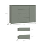 Alyson Wide Sideboard with 4 Drawers & 2 Doors with Push-to-Open in Sage Green