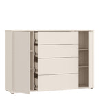 Alyson Wide Sideboard with 4 Drawers & 2 Doors with Push-to-Open in Sand