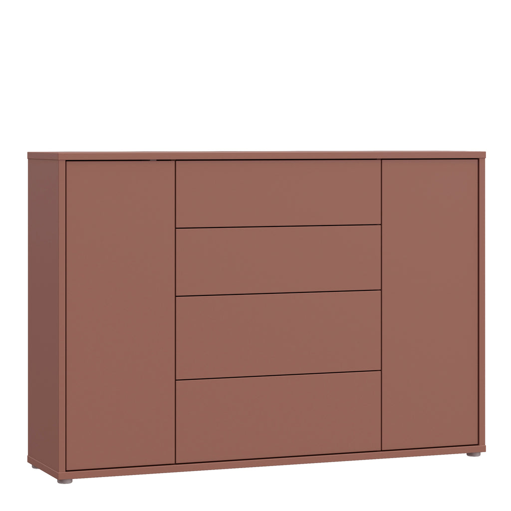 Alyson Wide Sideboard with 4 Drawers & 2 Doors with Push-to-Open in Terracotta