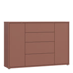 Alyson Wide Sideboard with 4 Drawers & 2 Doors with Push-to-Open in Terracotta