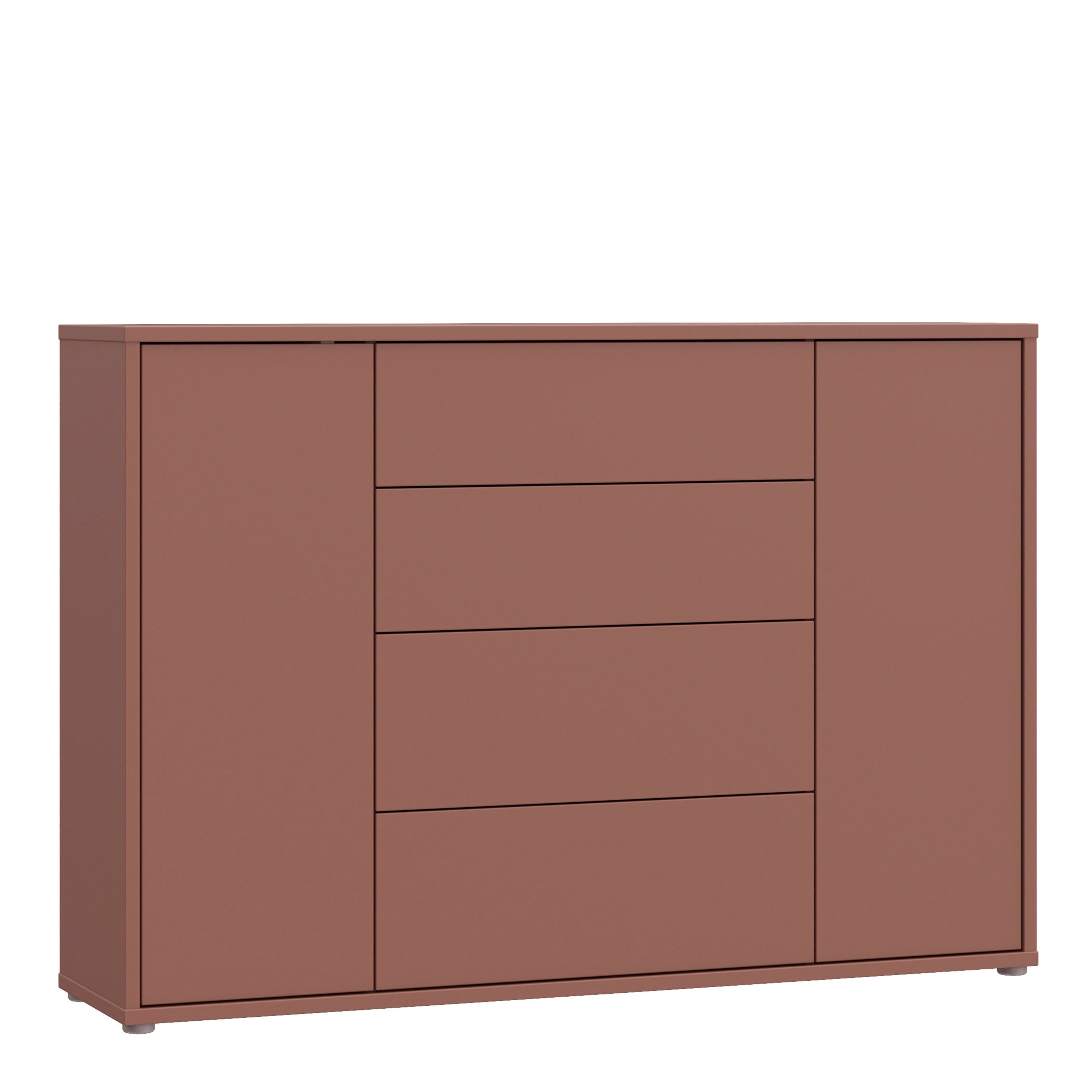 Alyson Wide Sideboard with 4 Drawers & 2 Doors with Push-to-Open in Terracotta