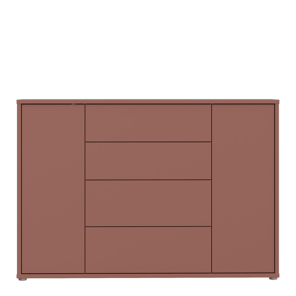 Alyson Wide Sideboard with 4 Drawers & 2 Doors with Push-to-Open in Terracotta
