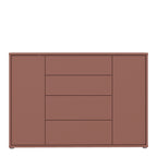 Alyson Wide Sideboard with 4 Drawers & 2 Doors with Push-to-Open in Terracotta