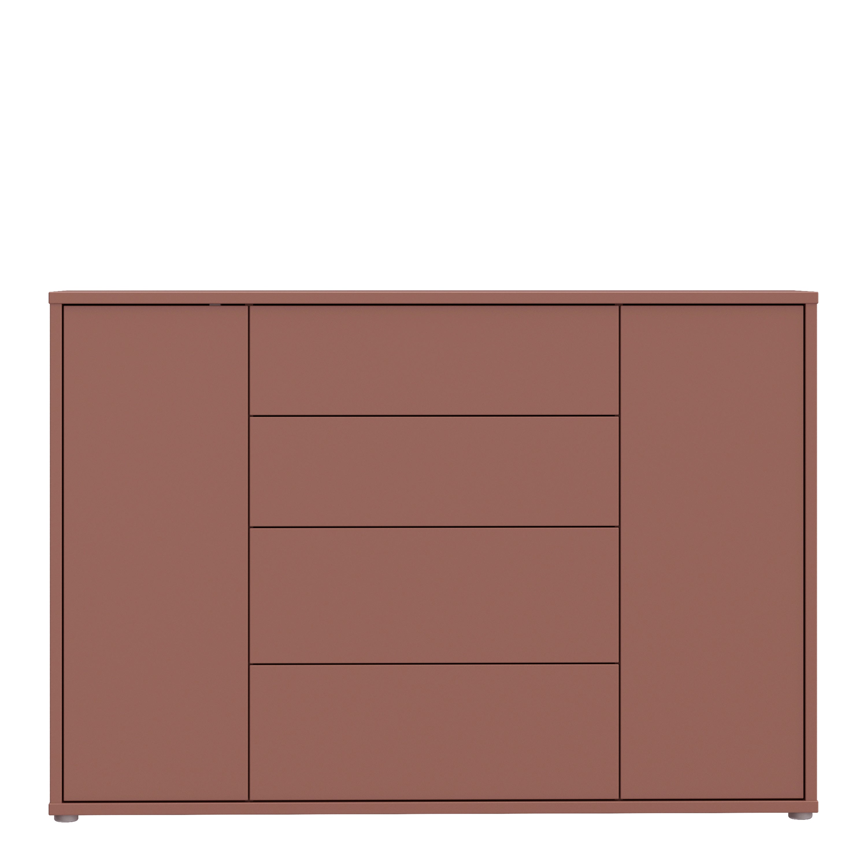 Alyson Wide Sideboard with 4 Drawers & 2 Doors with Push-to-Open in Terracotta