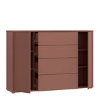 Alyson Wide Sideboard with 4 Drawers & 2 Doors with Push-to-Open in Terracotta