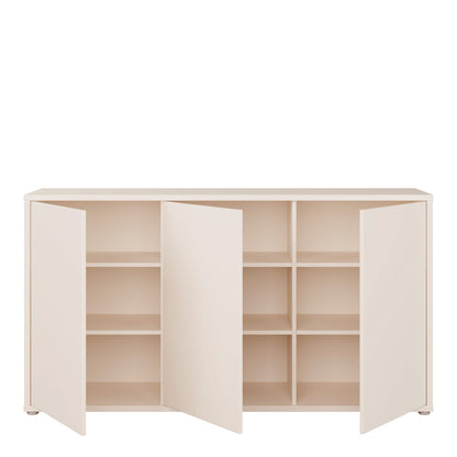 Alyson 3 Door Sideboard with Push-to-Open Doors and Drawer in Sand