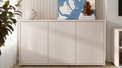 Alyson 3 Door Sideboard with Push-to-Open Doors and Drawer in Sand