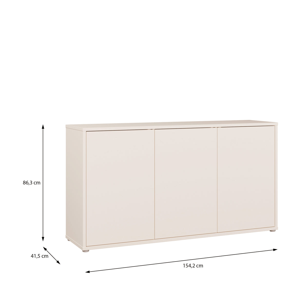 Alyson 3 Door Sideboard with Push-to-Open Doors and Drawer in Sand