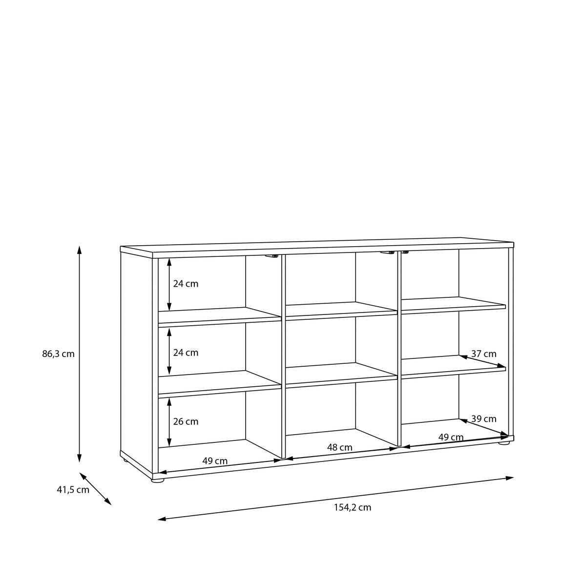 Alyson 3 Door Sideboard with Push-to-Open Doors and Drawer in Sand