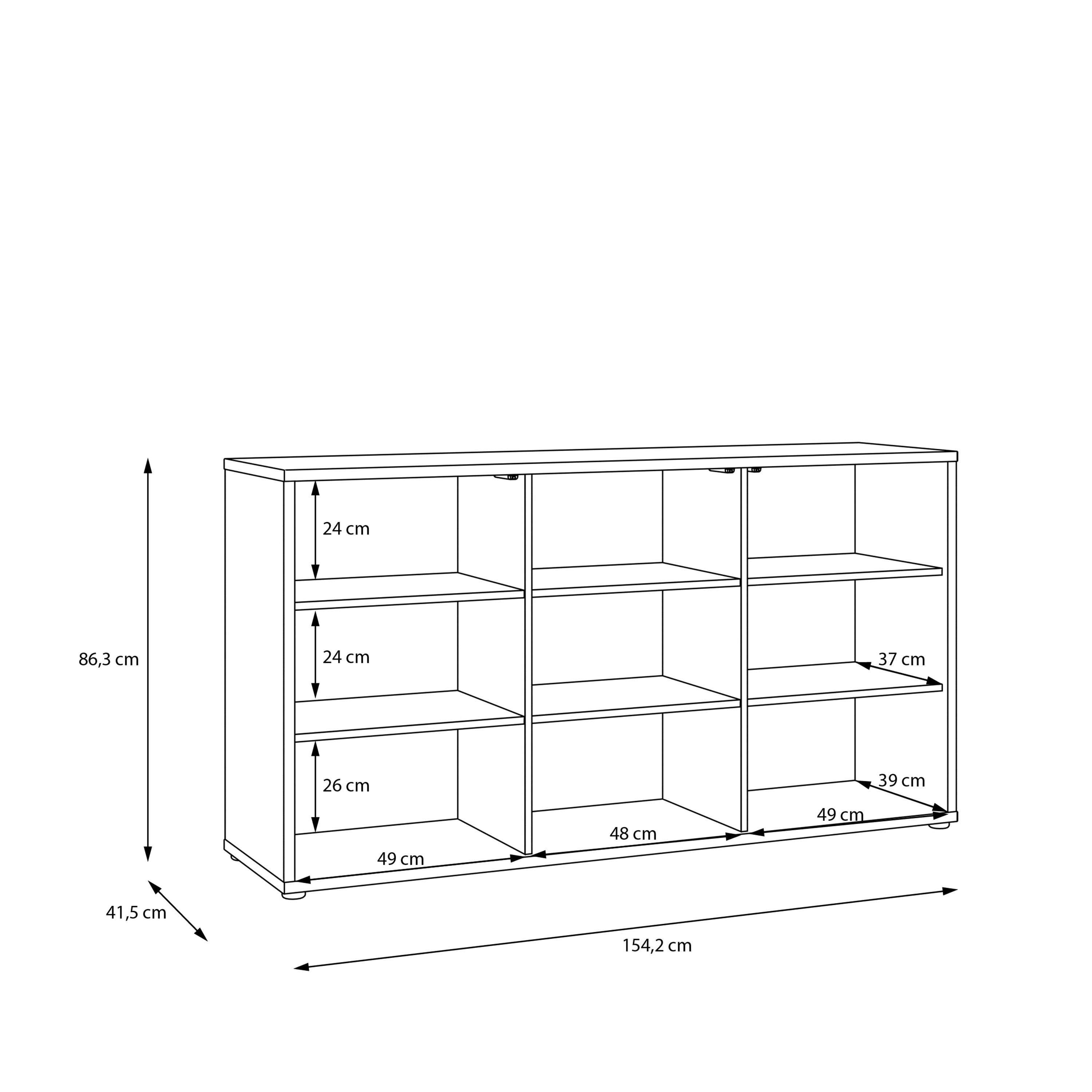 Alyson 3 Door Sideboard with Push-to-Open Doors and Drawer in Sand