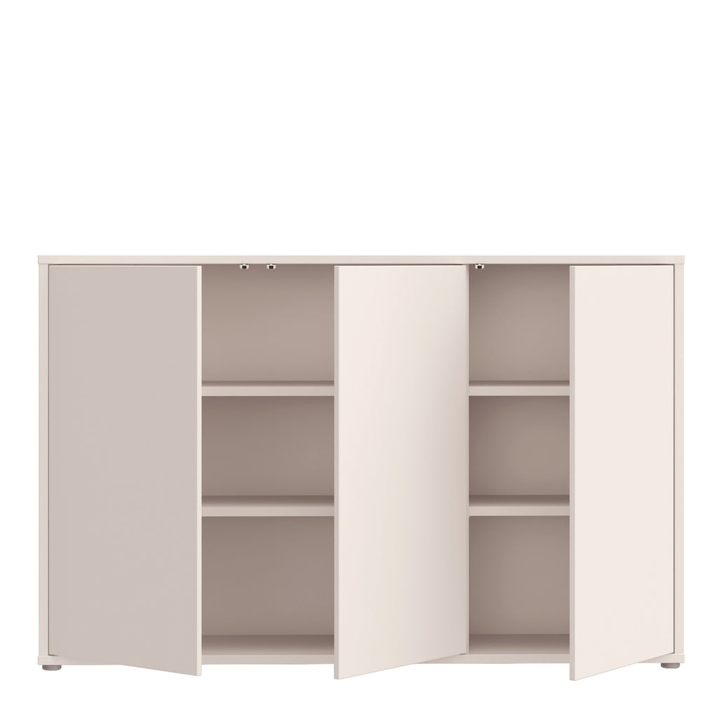 Alyson 3 Door Sideboard with Push-to-Open Doors in Sand