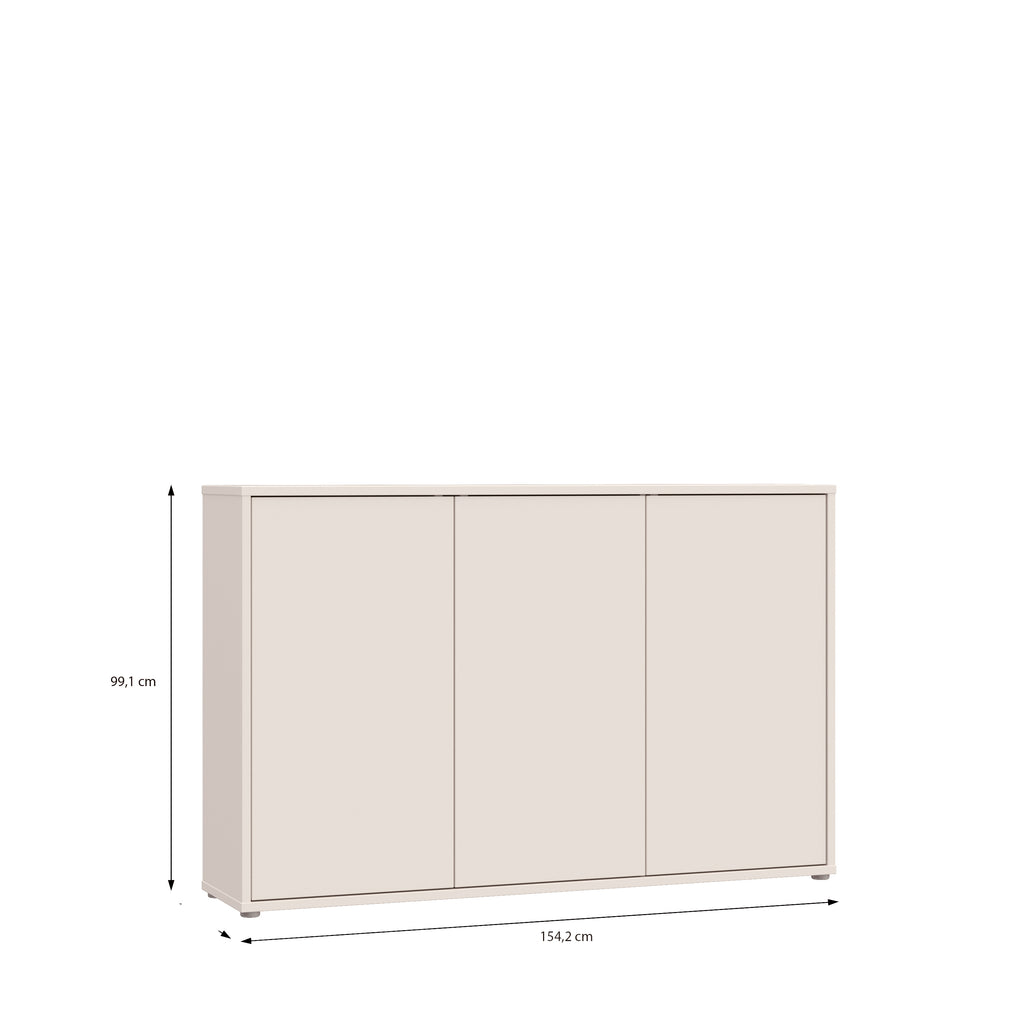 Alyson 3 Door Sideboard with Push-to-Open Doors in Sand