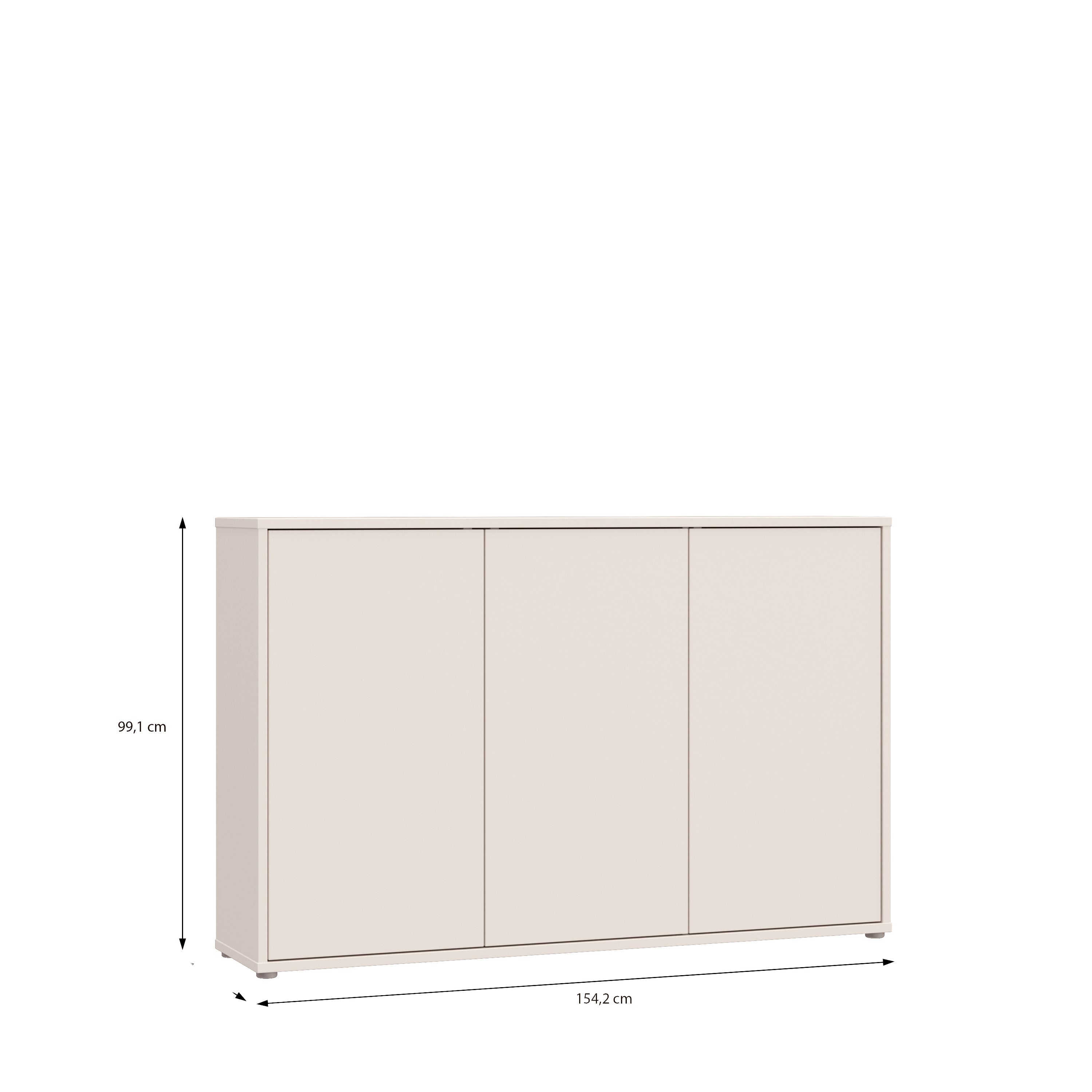 Alyson 3 Door Sideboard with Push-to-Open Doors in Sand