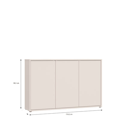 Alyson 3 Door Sideboard with Push-to-Open Doors in Sand