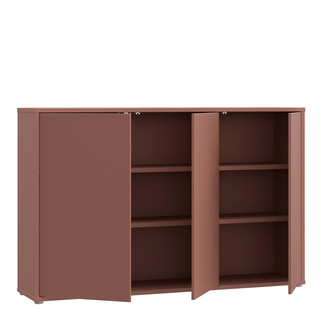 Alyson 3 Door Sideboard with Push-to-Open Doors in Terracotta