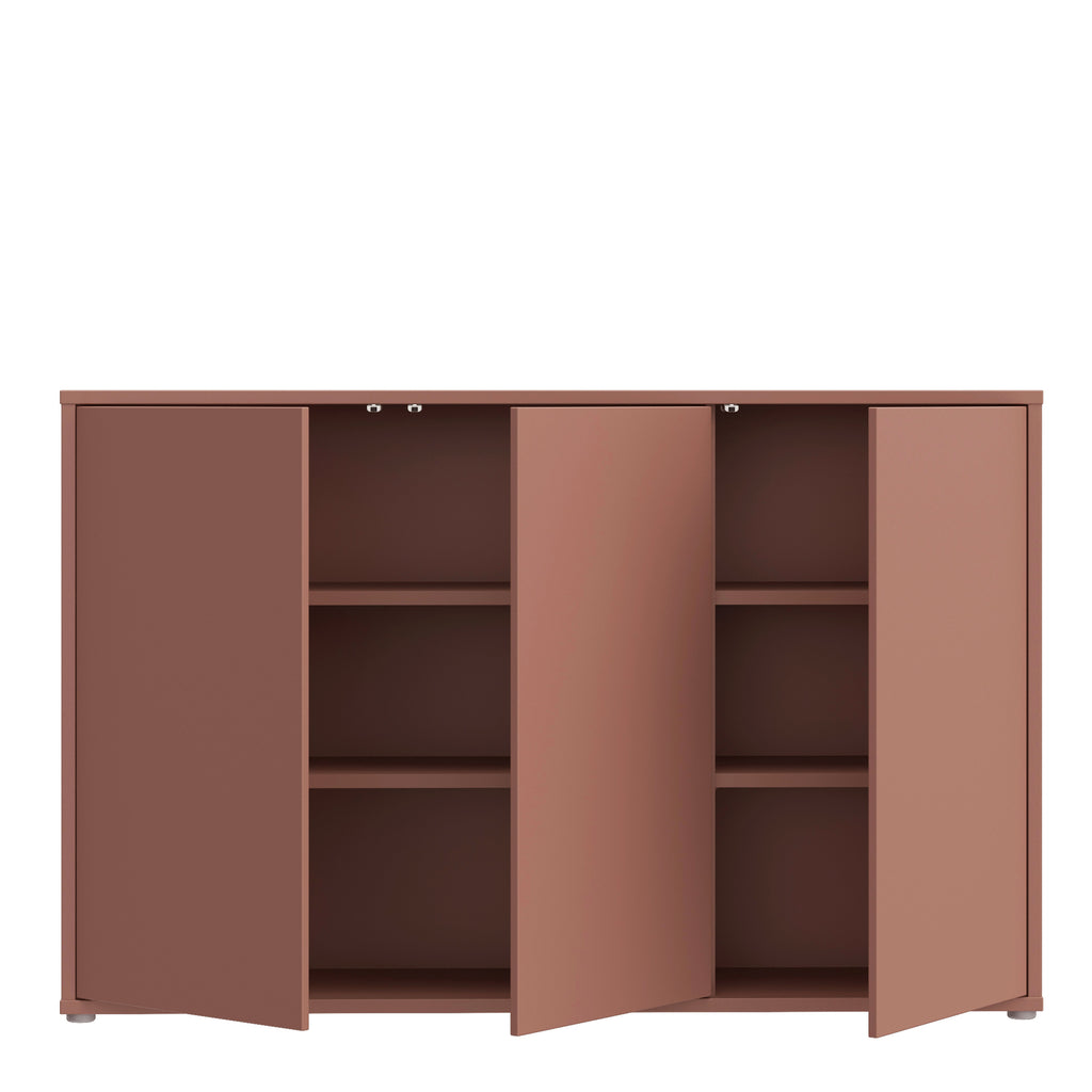Alyson 3 Door Sideboard with Push-to-Open Doors in Terracotta