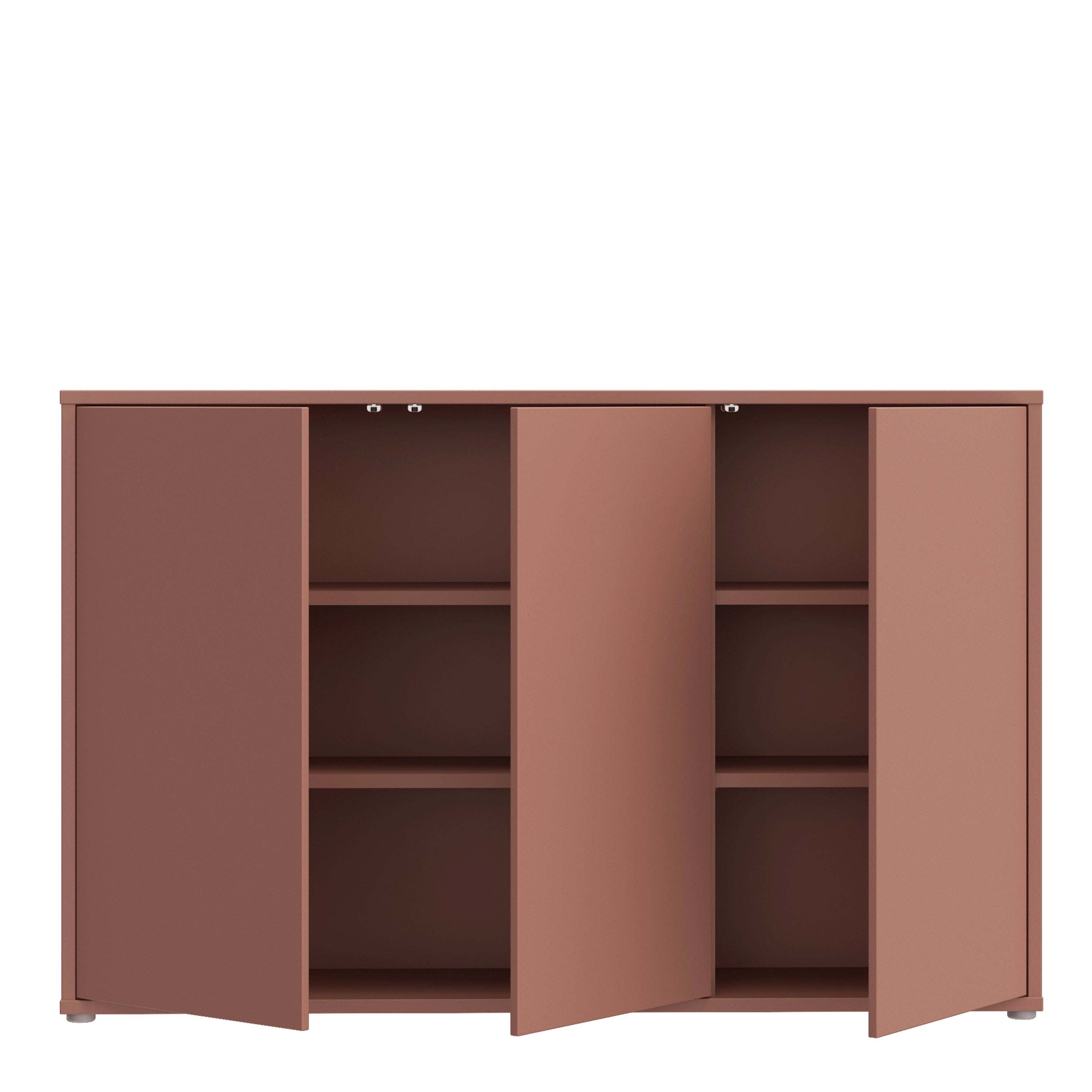 Alyson 3 Door Sideboard with Push-to-Open Doors in Terracotta