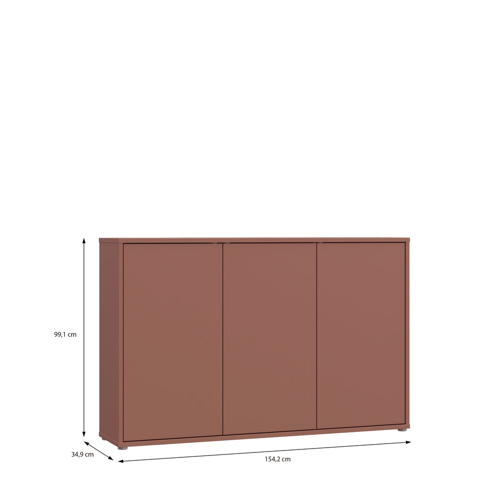 Alyson 3 Door Sideboard with Push-to-Open Doors in Terracotta