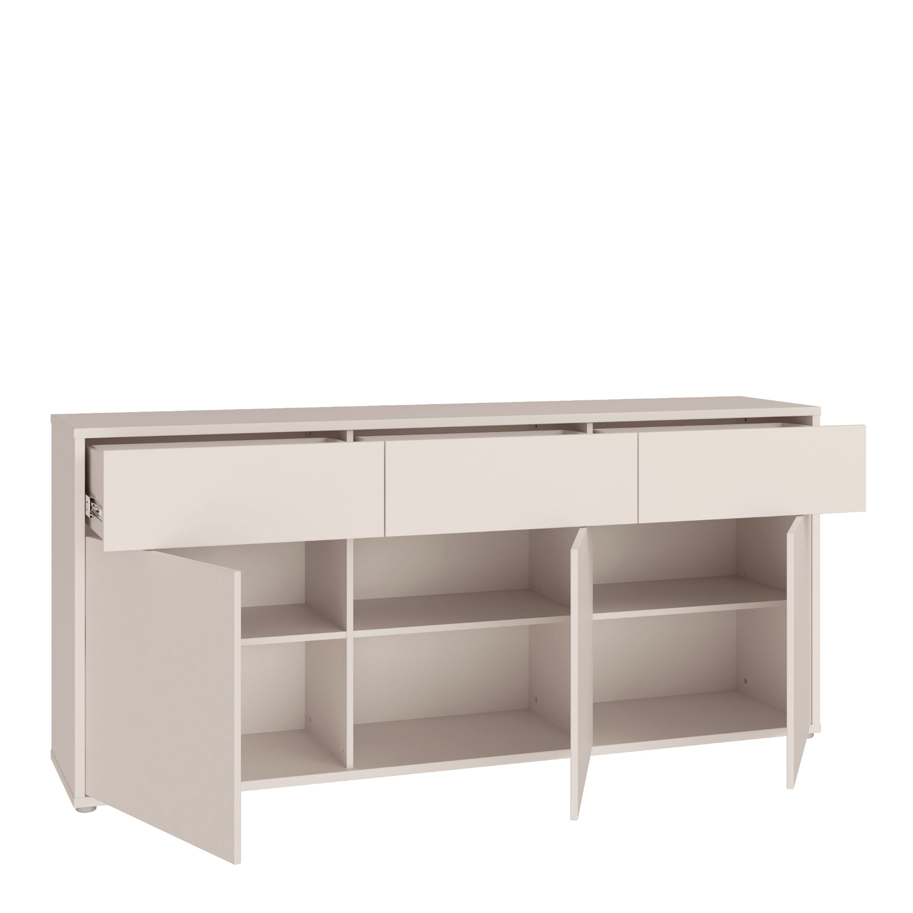 Alyson 3 Door 3 Drawer Sideboard with Push-to-Open Drawers in Sand