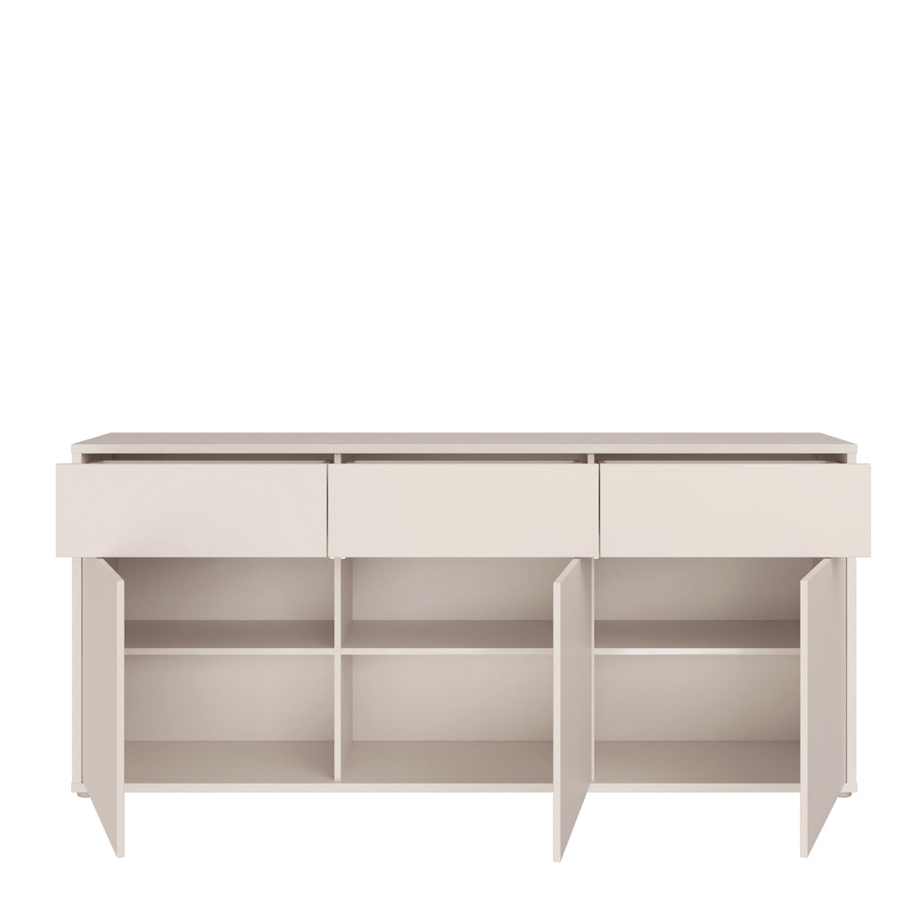 Alyson 3 Door 3 Drawer Sideboard with Push-to-Open Drawers in Sand