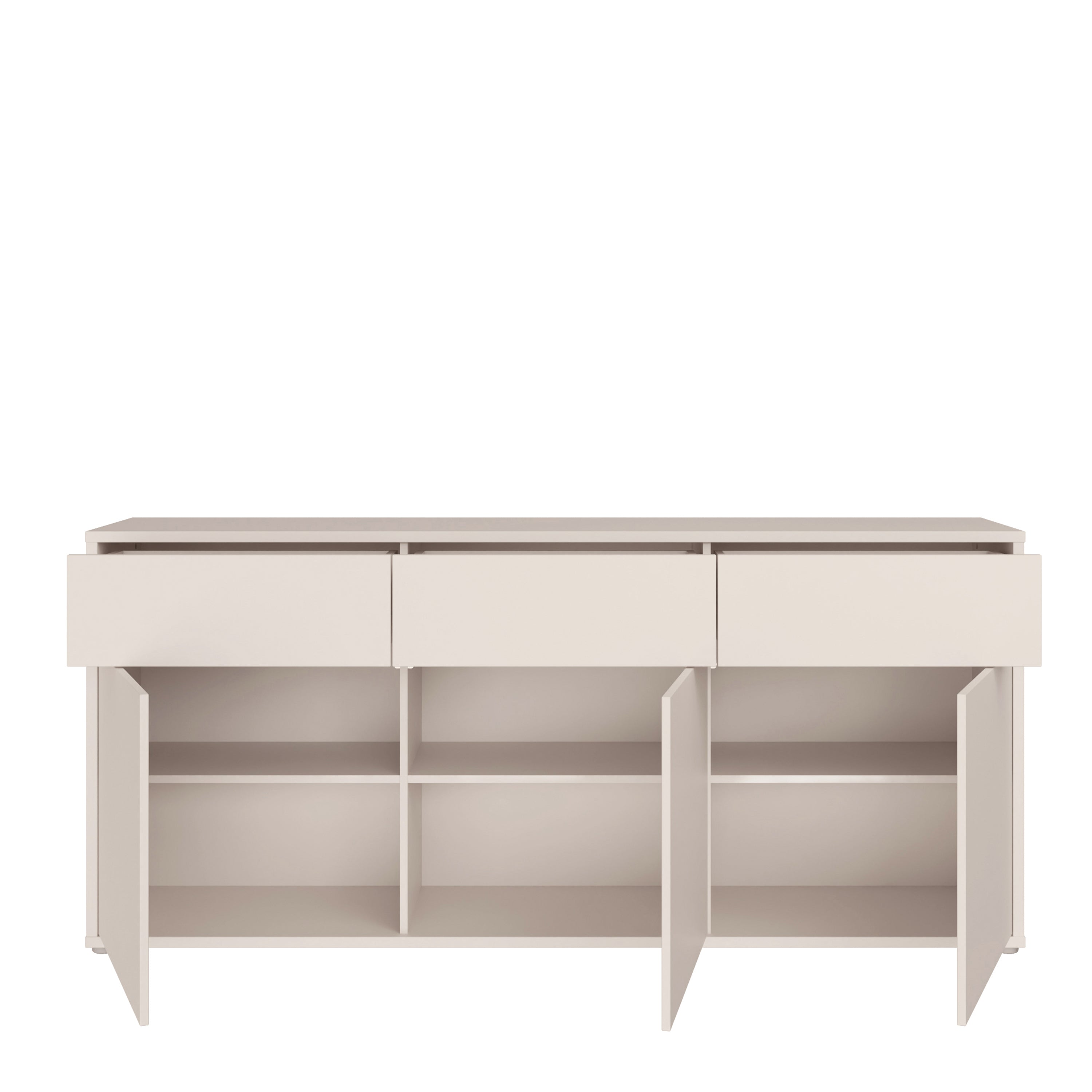Alyson 3 Door 3 Drawer Sideboard with Push-to-Open Drawers in Sand
