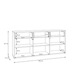 Alyson 3 Door 3 Drawer Sideboard with Push-to-Open Drawers in Sand