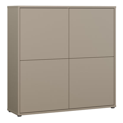 Alyson 4 Door Large Storage Cabinet with Push-to-Open Doors in Taupe