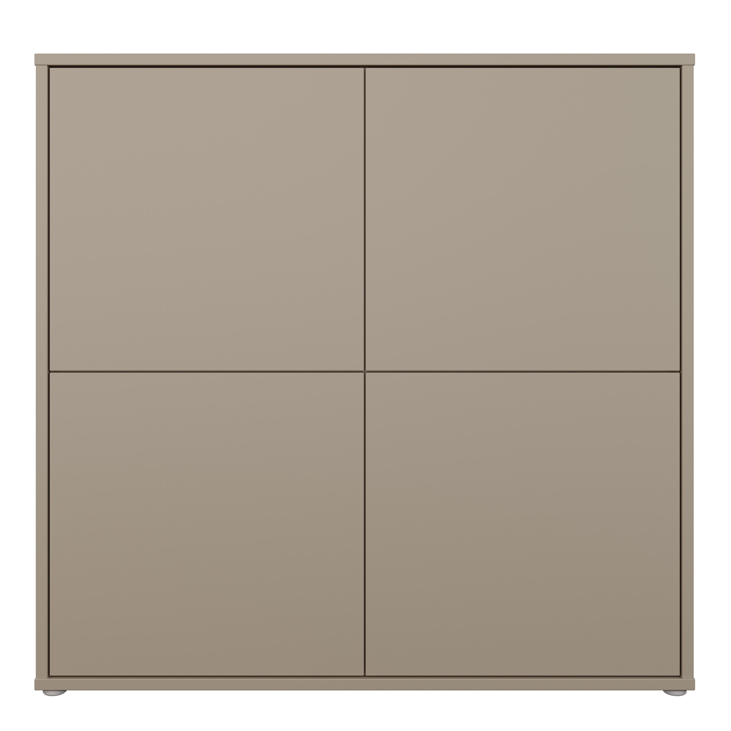 Alyson 4 Door Large Storage Cabinet with Push-to-Open Doors in Taupe