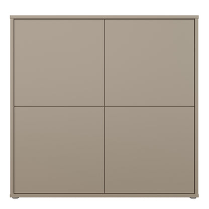 Alyson 4 Door Large Storage Cabinet with Push-to-Open Doors in Taupe