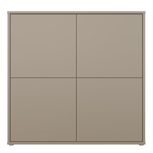 Alyson 4 Door Large Storage Cabinet with Push-to-Open Doors in Taupe