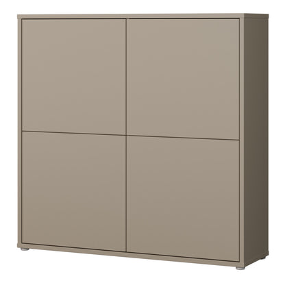 Alyson 4 Door Large Storage Cabinet with Push-to-Open Doors in Taupe