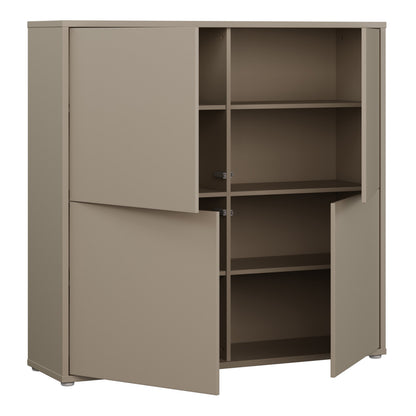 Alyson 4 Door Large Storage Cabinet with Push-to-Open Doors in Taupe