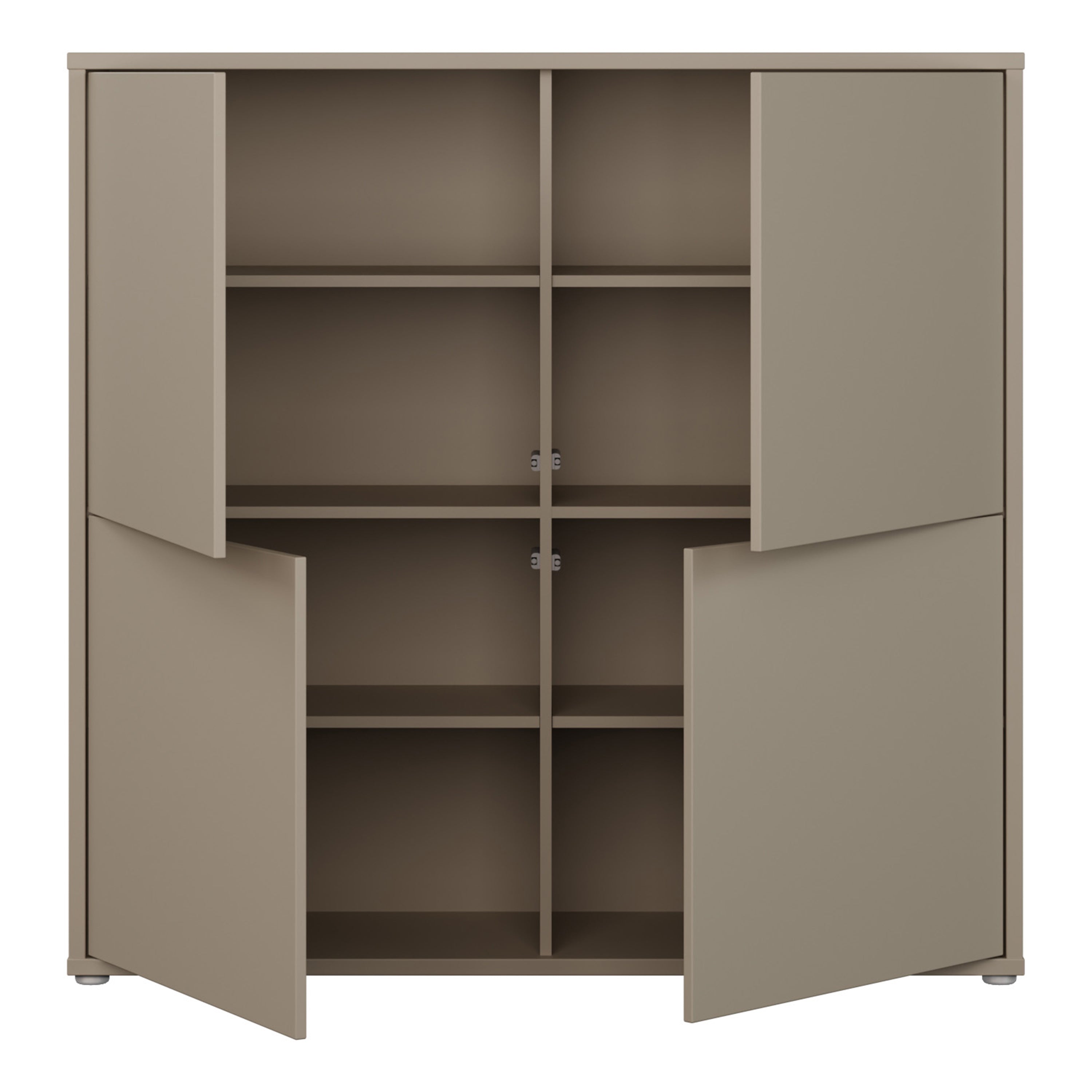 Alyson 4 Door Large Storage Cabinet with Push-to-Open Doors in Taupe