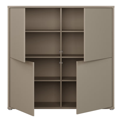 Alyson 4 Door Large Storage Cabinet with Push-to-Open Doors in Taupe
