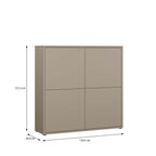 Alyson 4 Door Large Storage Cabinet with Push-to-Open Doors in Taupe