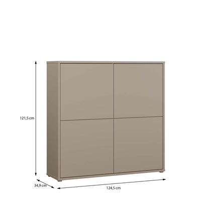 Alyson 4 Door Large Storage Cabinet with Push-to-Open Doors in Taupe