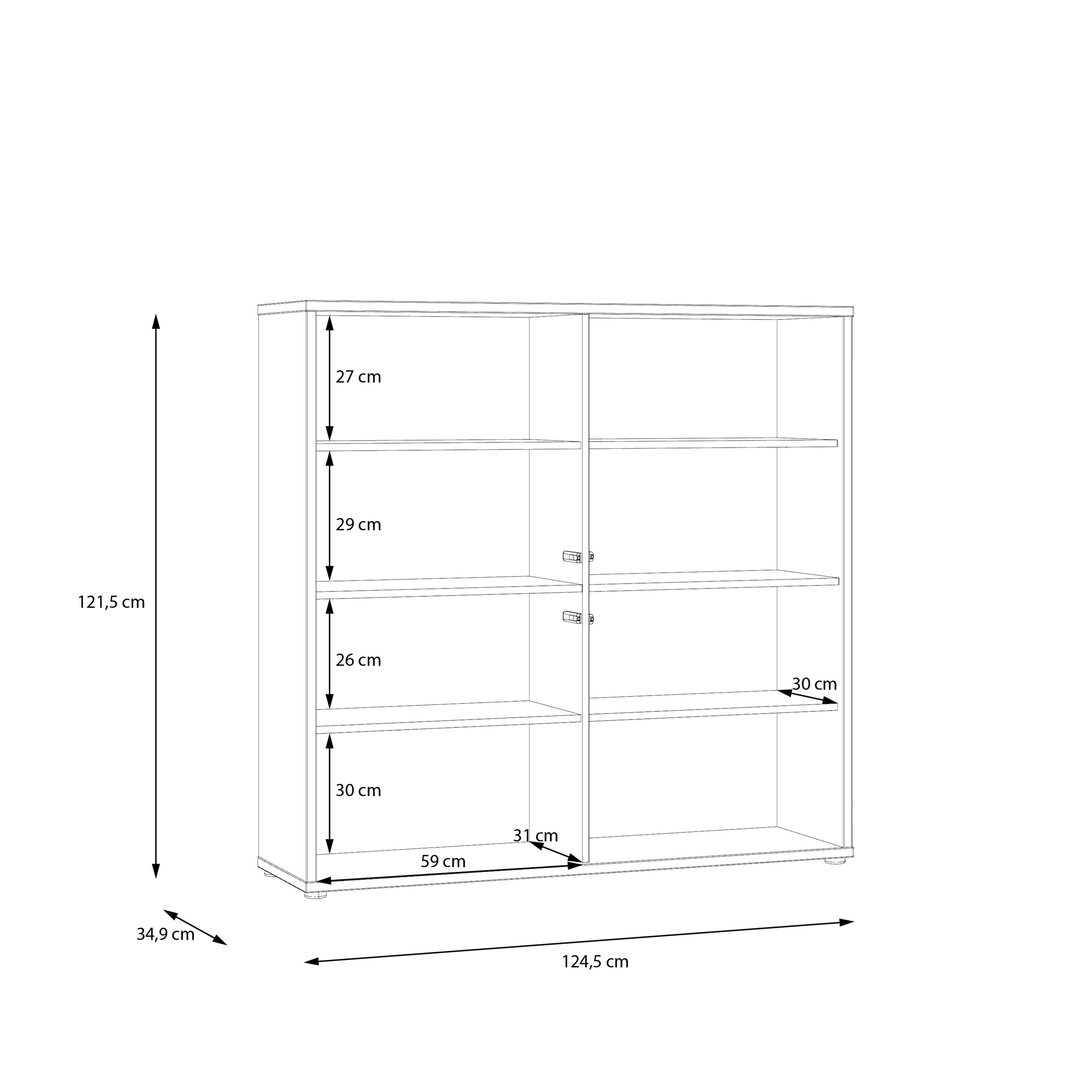 Alyson 4 Door Large Storage Cabinet with Push-to-Open Doors in Taupe