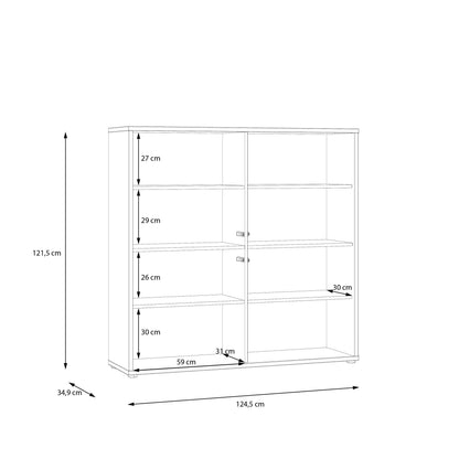 Alyson 4 Door Large Storage Cabinet with Push-to-Open Doors in Taupe