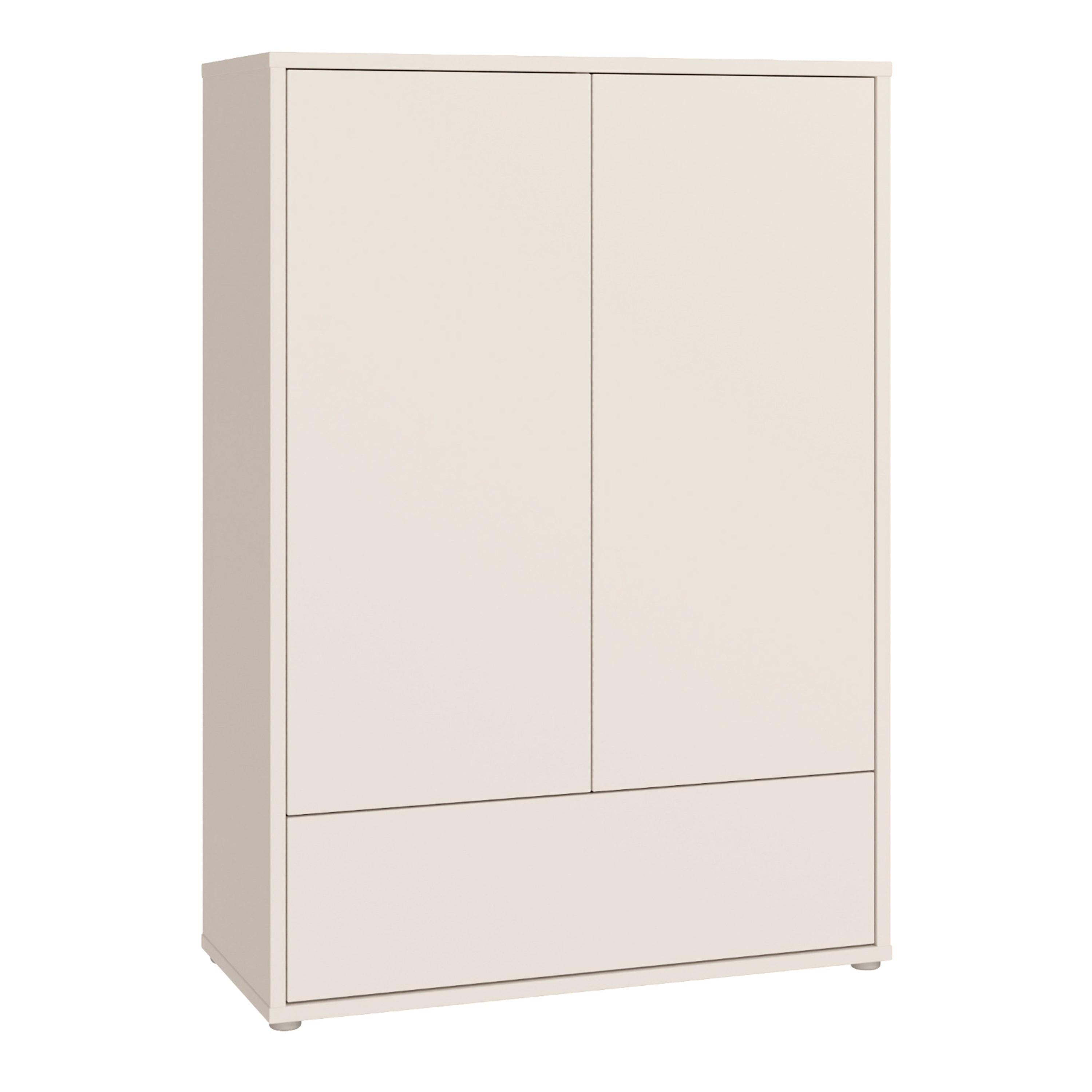 Alyson 2 Door Low Wardrobe with Push-to-Open Doors and Drawer in Sand