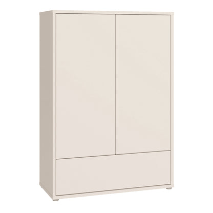 Alyson 2 Door Low Wardrobe with Push-to-Open Doors and Drawer in Sand