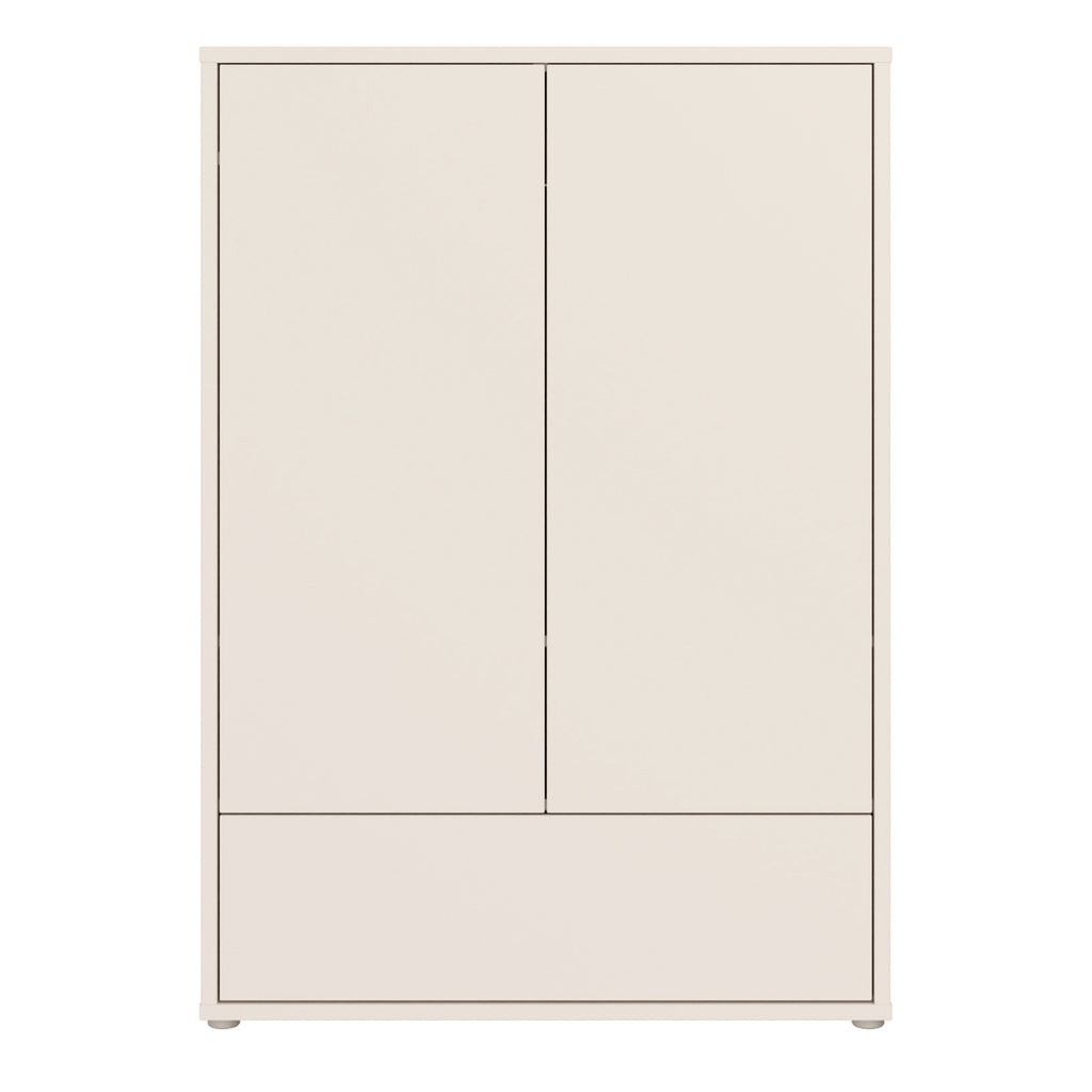 Alyson 2 Door Low Wardrobe with Push-to-Open Doors and Drawer in Sand