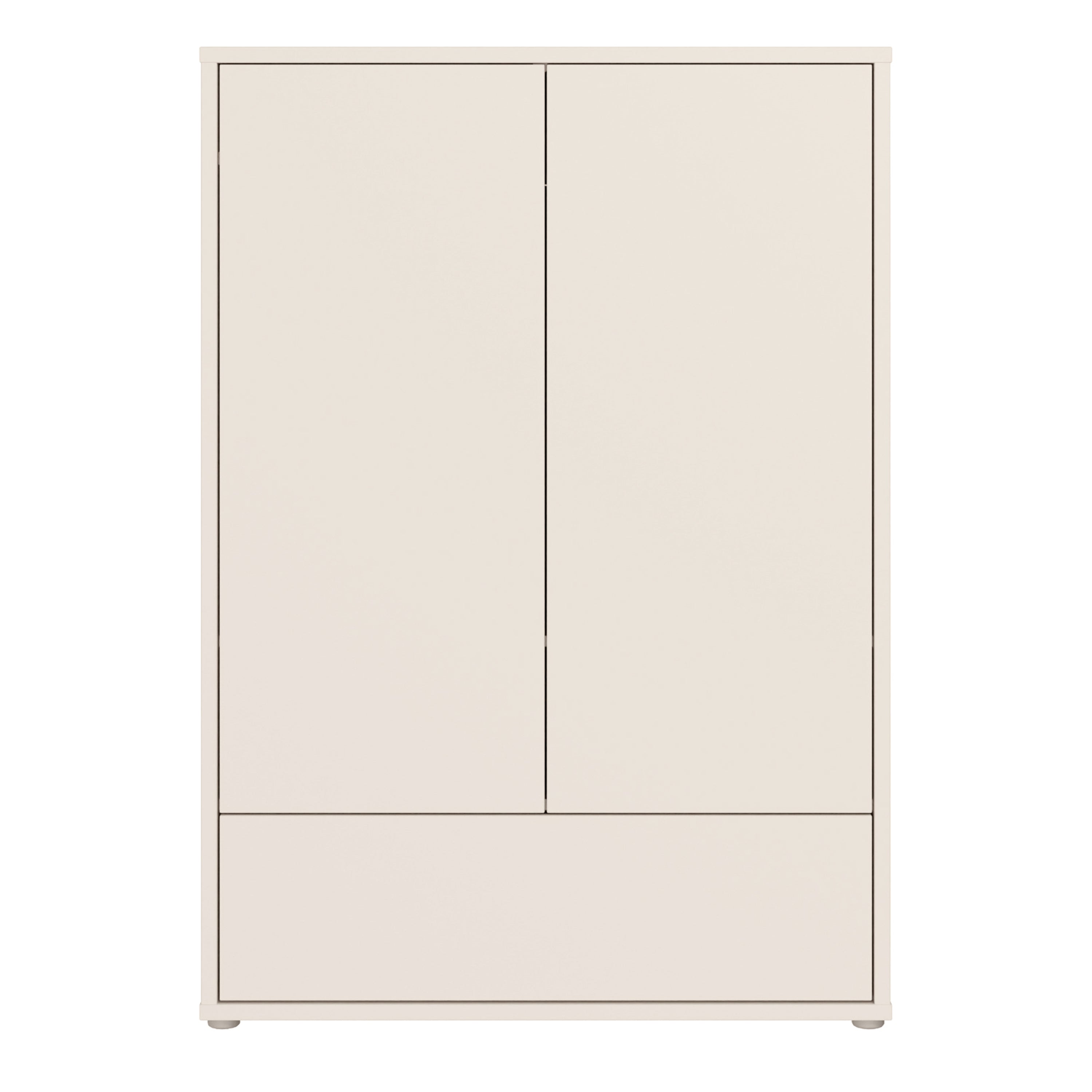 Alyson 2 Door Low Wardrobe with Push-to-Open Doors and Drawer in Sand