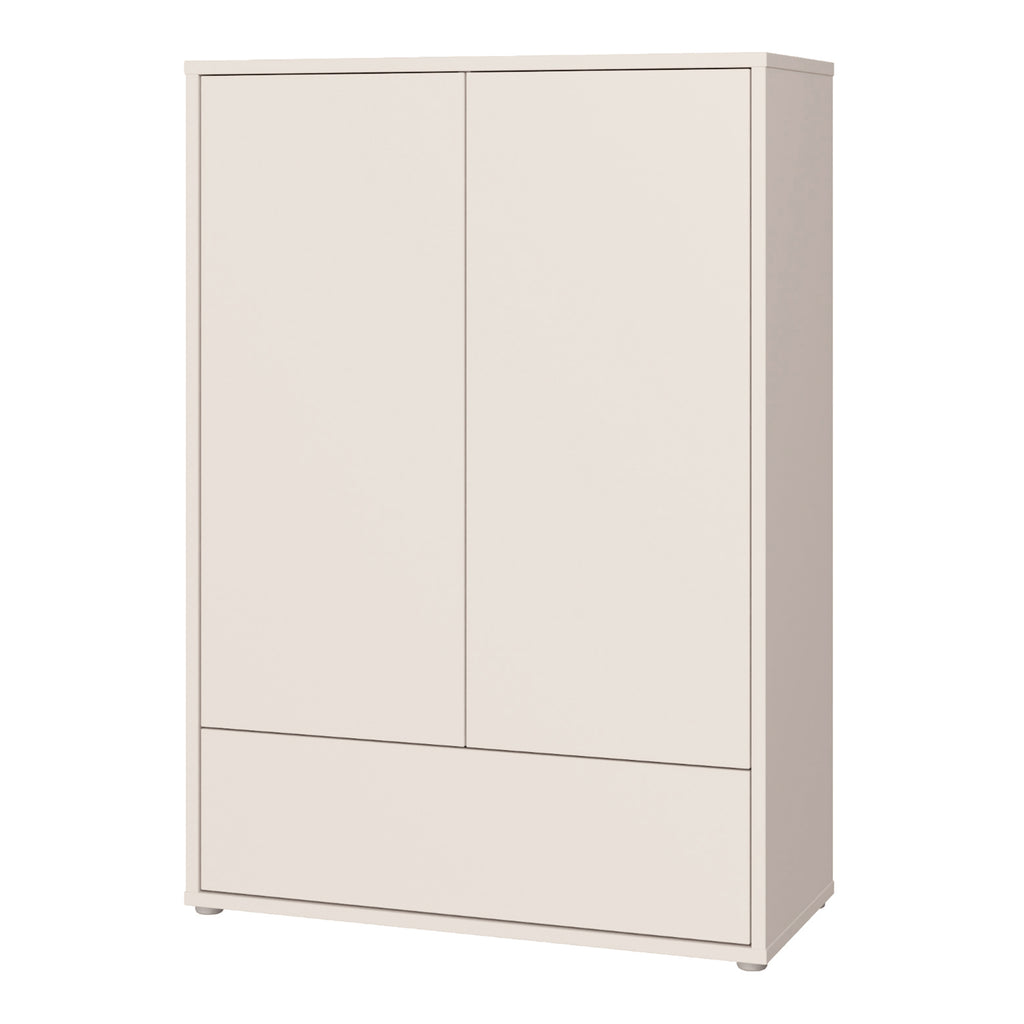 Alyson 2 Door Low Wardrobe with Push-to-Open Doors and Drawer in Sand