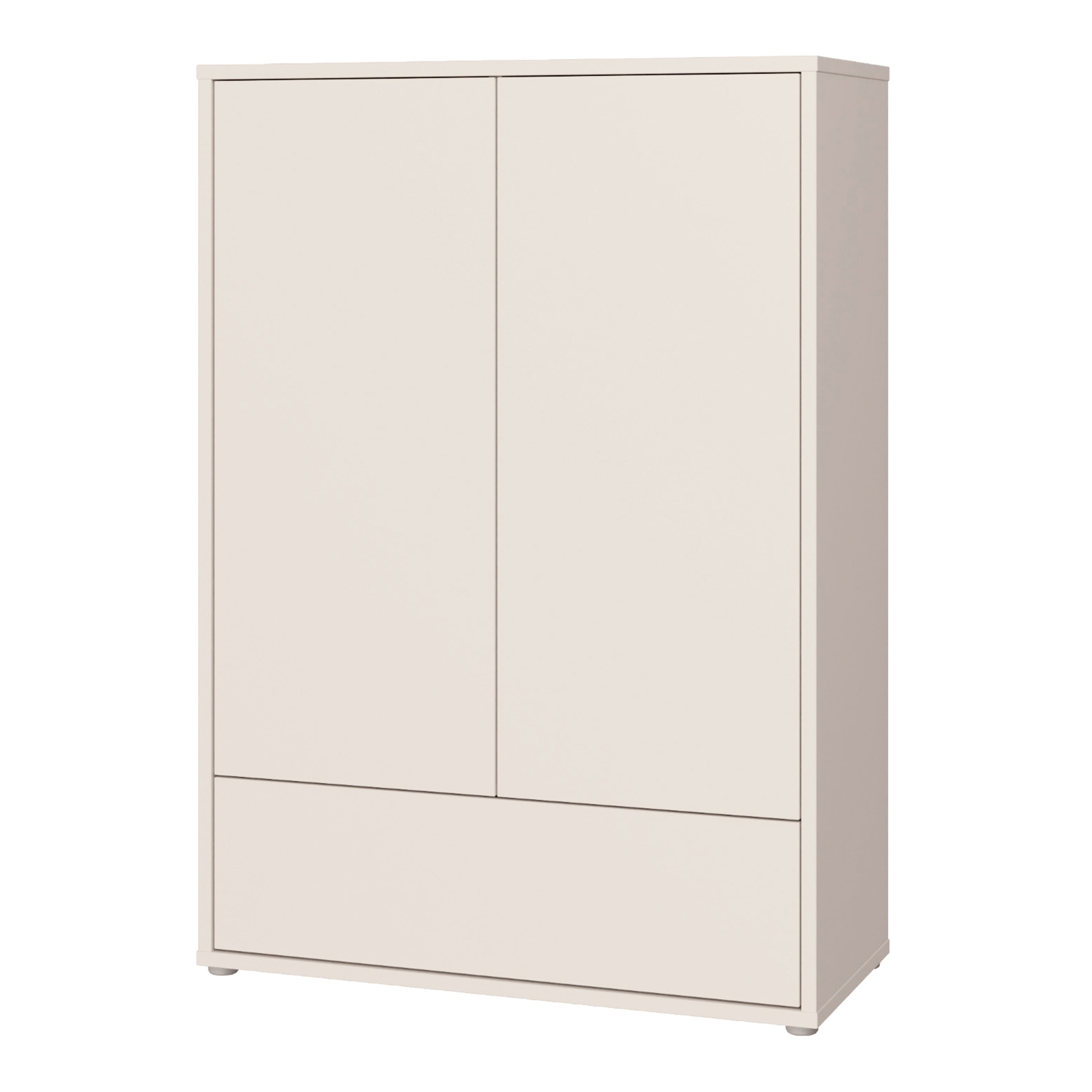 Alyson 2 Door Low Wardrobe with Push-to-Open Doors and Drawer in Sand