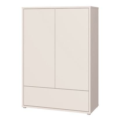 Alyson 2 Door Low Wardrobe with Push-to-Open Doors and Drawer in Sand