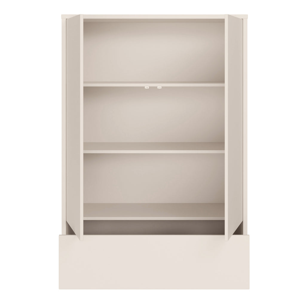 Alyson 2 Door Low Wardrobe with Push-to-Open Doors and Drawer in Sand